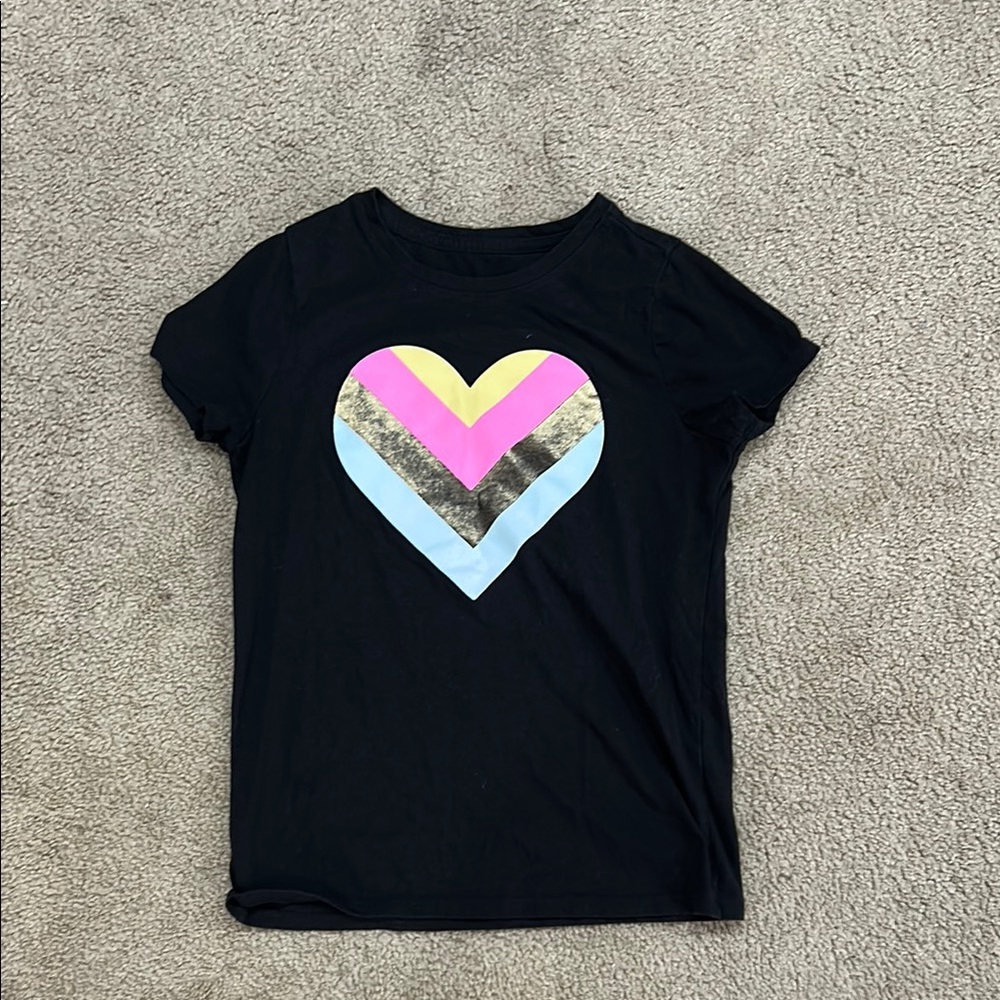 Kids Black Heart Graphic T-Shirt